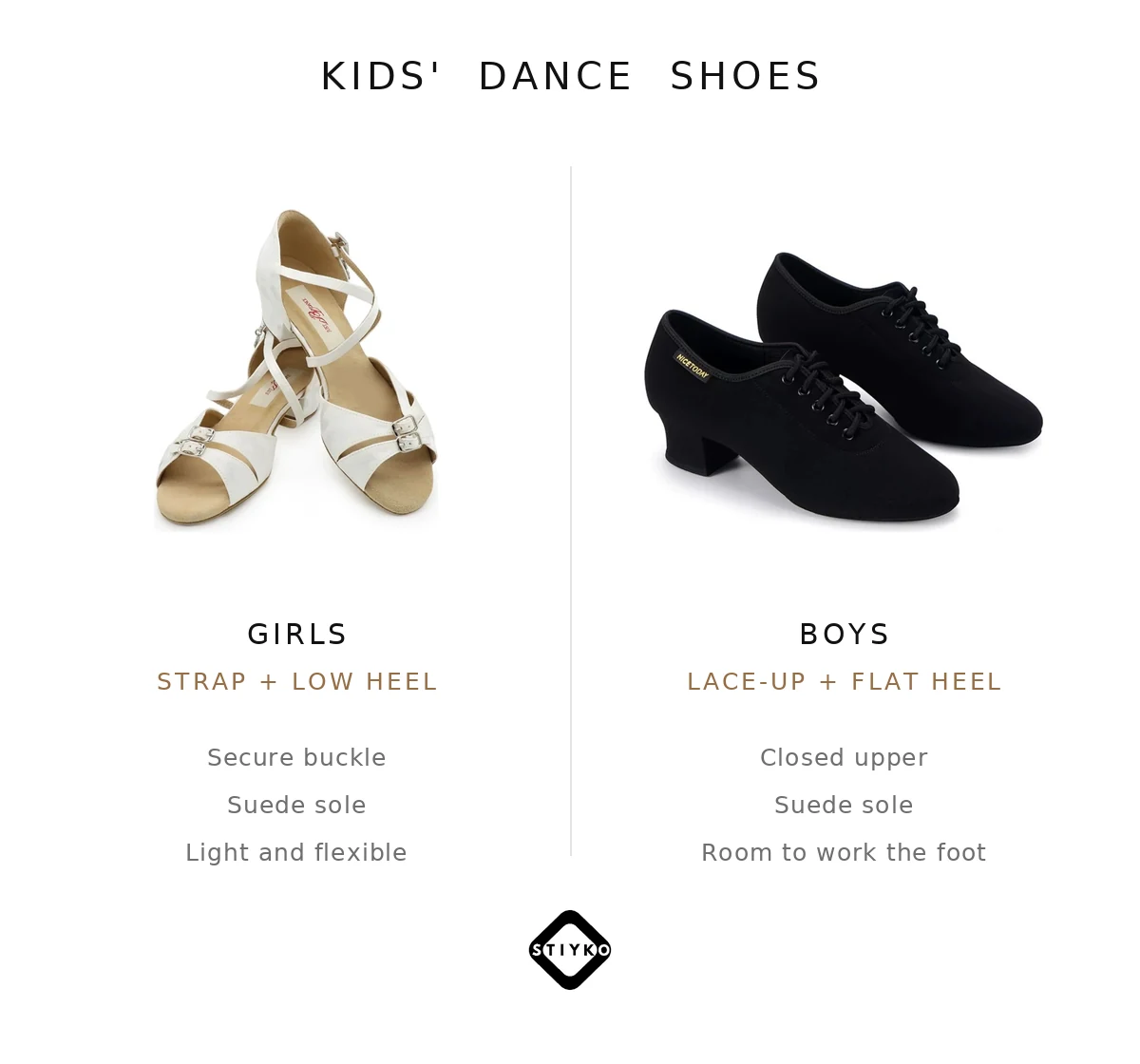 Children's ballroom dance shoes for girls and boys